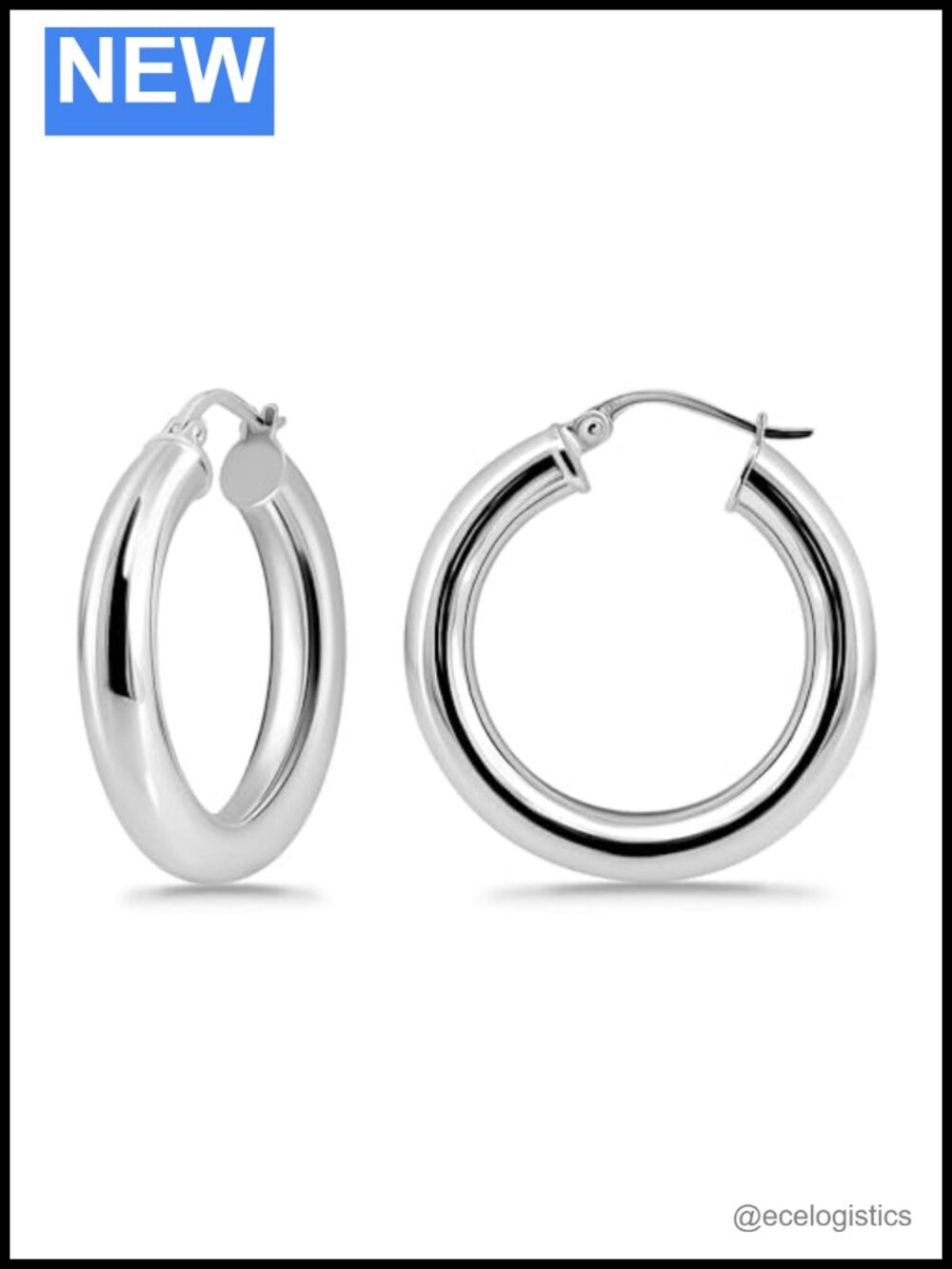 925 Sterling Silver 4mm Thick High Polished Click-Top Hoop Earrings
